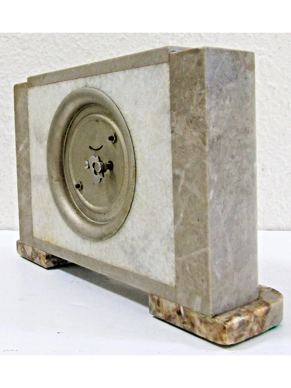 Seikosha Art Deco 1930s Onyx and Gray Marble Table Clock